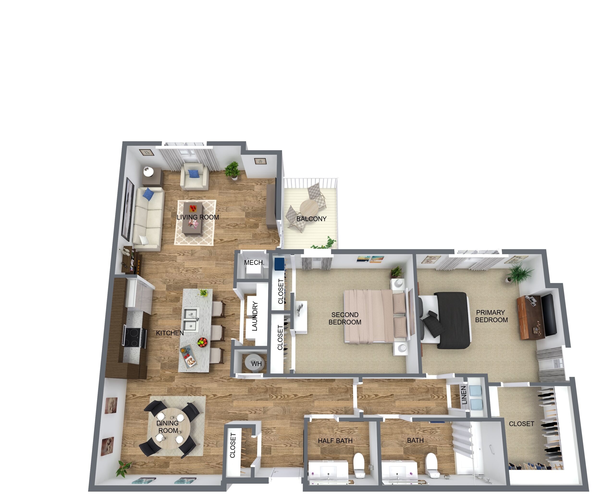 Arbors at Williamsburg - 2.4.1_Live Oak 2 Bed, 2 Bath Floor Plan