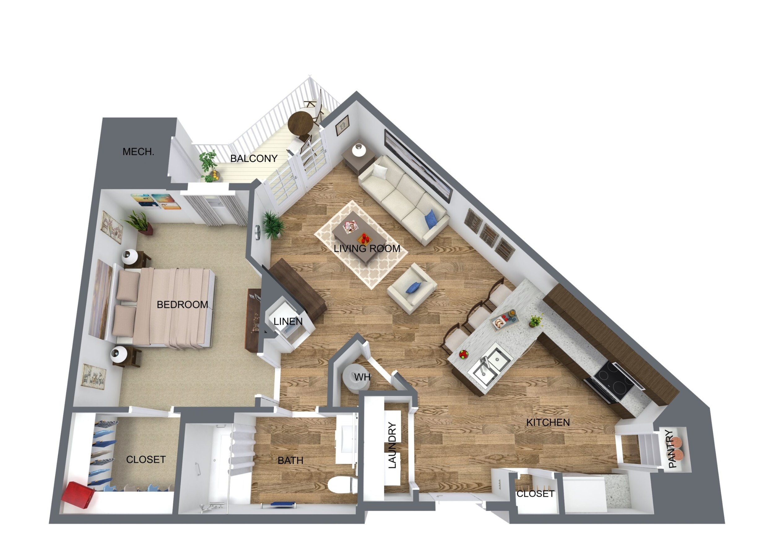 Blue Bell 1 Bedroom 1 Bathroom Floor Plan